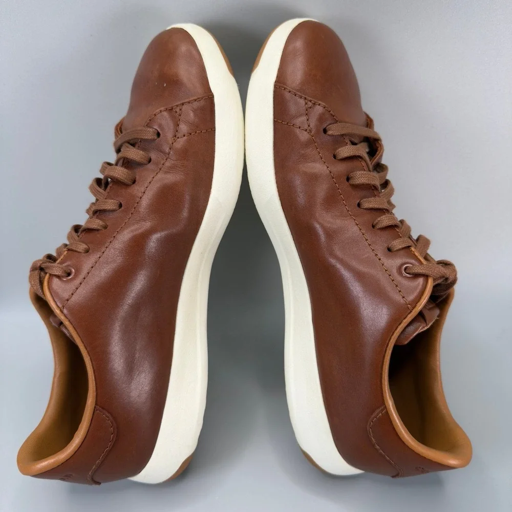 Cole Haan GrandPro Tennis Sneaker Mens 8 M Casual Dress Shoe Brown White Leather